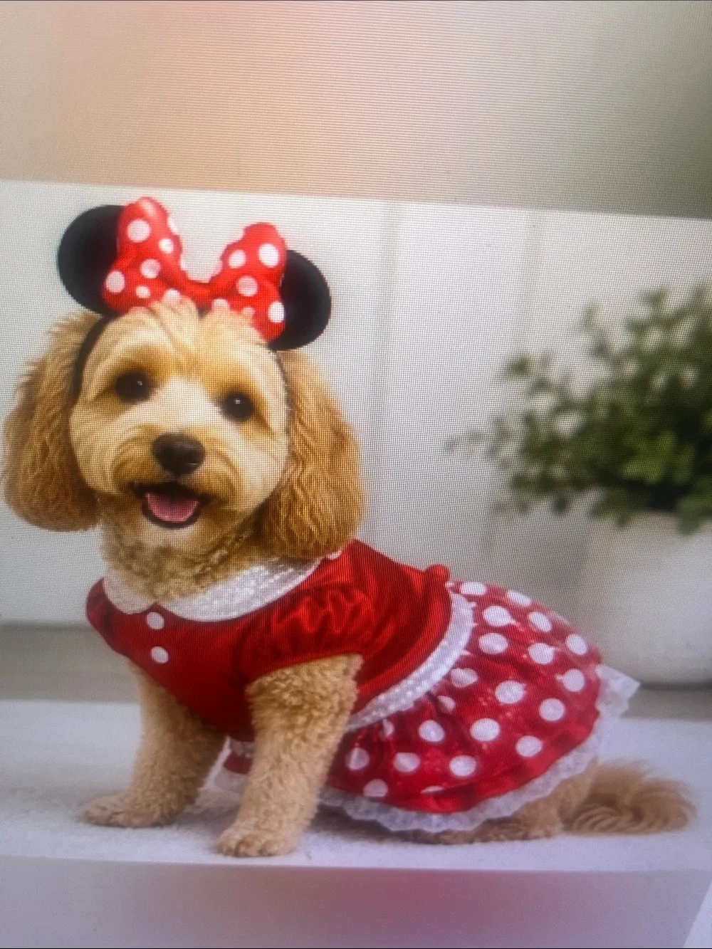 Red Polka Dot Dog Dress with Matching Bow Headband